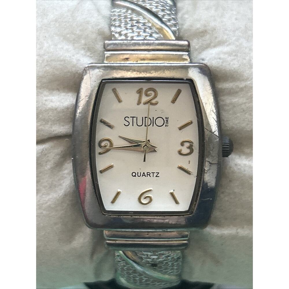 Studio Time Silver Tone Women’s Cuff Watch